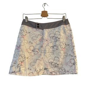 Aikane Surf Board Swim Skirt S Small White Gray Hawaiian Floral Beach Cover Up